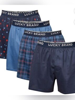 Lucky Brand Men’s Blue & Gray Knit Boxer Briefs 4 Pack XL
